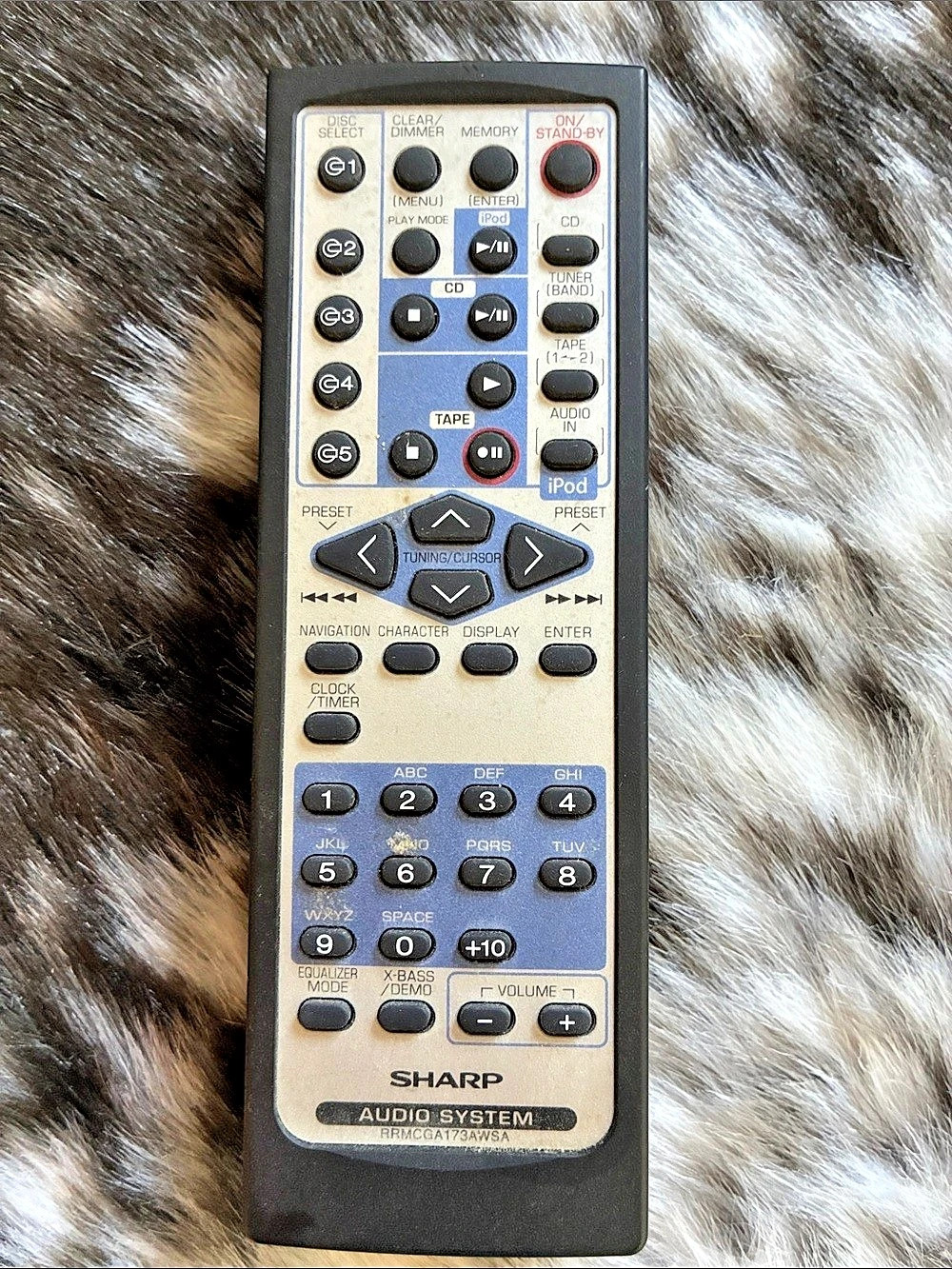 Sharp RRMCGA173AWSA Audio System Remote Control